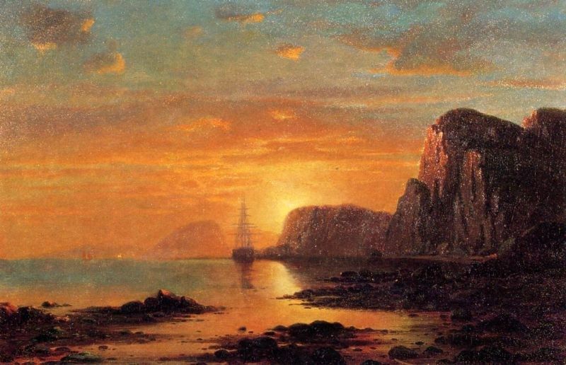 William Bradford Seascape, Cliffs at Sunset